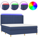 vidaXL kék szövet rugós és LED-es ágy matraccal 160x200 cm
