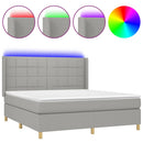vidaXL világosszürke szövet rugós és LED-es ágy matraccal 160x200 cm