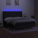 vidaXL fekete szövet rugós és LED-es ágy matraccal 180 x 200 cm
