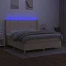 vidaXL krémszínű szövet rugós és LED-es ágy matraccal 180 x 200 cm