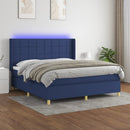vidaXL kék szövet rugós és LED-es ágy matraccal 180 x 200 cm