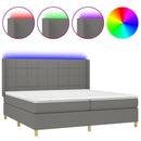 vidaXL sötétszürke szövet rugós és LED-es ágy matraccal 200x200 cm