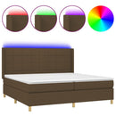vidaXL barna szövet rugós és LED-es ágy matraccal 200x200 cm