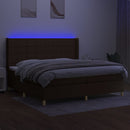 vidaXL barna szövet rugós és LED-es ágy matraccal 200x200 cm