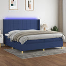 vidaXL kék szövet rugós és LED-es ágy matraccal 200 x 200 cm