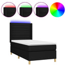 vidaXL fekete szövet rugós és LED-es ágy matraccal 80 x 200 cm
