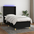 vidaXL fekete szövet rugós és LED-es ágy matraccal 80 x 200 cm