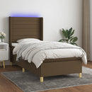 vidaXL barna szövet rugós és LED-es ágy matraccal 80 x 200 cm