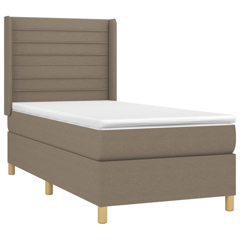 vidaXL tópszínű szövet rugós és LED-es ágy matraccal 90x190 cm