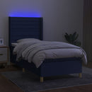 vidaXL kék szövet rugós és LED-es ágy matraccal 90x190 cm