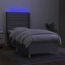 vidaXL világosszürke szövet rugós és LED-es ágy matraccal 100x200 cm