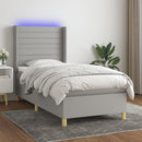 vidaXL világosszürke szövet rugós és LED-es ágy matraccal 100x200 cm