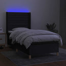 vidaXL fekete szövet rugós és LED-es ágy matraccal 100x200 cm