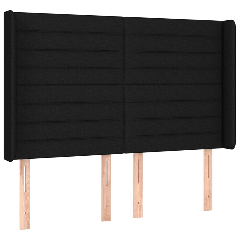 vidaXL fekete szövet rugós és LED-es ágy matraccal 140x190 cm