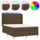 vidaXL barna szövet rugós és LED-es ágy matraccal 140x190 cm