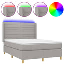 vidaXL világosszürke szövet rugós és LED-es ágy matraccal 140x200 cm