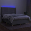 vidaXL világosszürke szövet rugós és LED-es ágy matraccal 140x200 cm