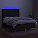 vidaXL fekete szövet rugós és LED-es ágy matraccal 140x200 cm