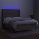 vidaXL tópszínű szövet rugós és LED-es ágy matraccal 140x200 cm