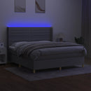 vidaXL világosszürke szövet rugós és LED-es ágy matraccal 160x200 cm