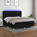 vidaXL fekete szövet rugós és LED-es ágy matraccal 160x200 cm