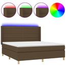vidaXL barna szövet rugós és LED-es ágy matraccal 160x200 cm