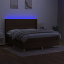 vidaXL barna szövet rugós és LED-es ágy matraccal 160x200 cm