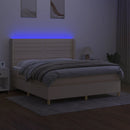 vidaXL krémszínű szövet rugós és LED-es ágy matraccal 160x200 cm