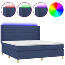 vidaXL kék szövet rugós és LED-es ágy matraccal 160x200 cm