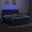 vidaXL kék szövet rugós és LED-es ágy matraccal 160x200 cm