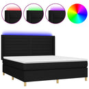 vidaXL fekete szövet rugós és LED-es ágy matraccal 180 x 200 cm