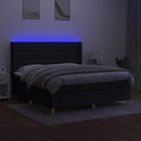 vidaXL fekete szövet rugós és LED-es ágy matraccal 180 x 200 cm