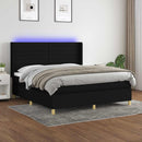 vidaXL fekete szövet rugós és LED-es ágy matraccal 180 x 200 cm