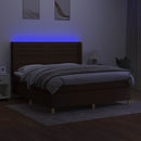 vidaXL barna szövet rugós és LED-es ágy matraccal 180 x 200 cm