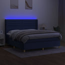 vidaXL kék szövet rugós és LED-es ágy matraccal 180 x 200 cm