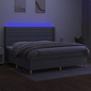 vidaXL világosszürke szövet rugós és LED-es ágy matraccal 200x200 cm