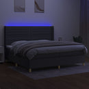 vidaXL sötétszürke szövet rugós és LED-es ágy matraccal 200x200 cm