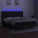 vidaXL fekete szövet rugós és LED-es ágy matraccal 200x200 cm
