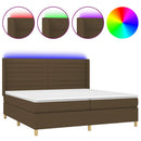 vidaXL barna szövet rugós és LED-es ágy matraccal 200x200 cm