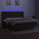 vidaXL barna szövet rugós és LED-es ágy matraccal 200x200 cm