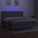 vidaXL tópszínű szövet rugós és LED-es ágy matraccal 200 x 200 cm