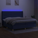 vidaXL kék szövet rugós és LED-es ágy matraccal 200 x 200 cm