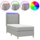 vidaXL világosszürke szövet rugós és LED-es ágy matraccal 90x190 cm