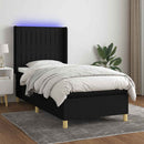vidaXL fekete szövet rugós és LED-es ágy matraccal 90x200 cm