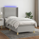 vidaXL világosszürke szövet rugós és LED-es ágy matraccal 100x200 cm
