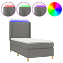 vidaXL sötétszürke szövet rugós és LED-es ágy matraccal 100x200 cm