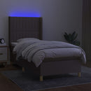 vidaXL tópszínű szövet rugós és LED-es ágy matraccal 100x200 cm
