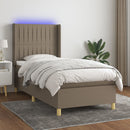 vidaXL tópszínű szövet rugós és LED-es ágy matraccal 100x200 cm