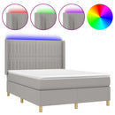 vidaXL világosszürke szövet rugós és LED-es ágy matraccal 140x190 cm