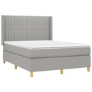 vidaXL világosszürke szövet rugós és LED-es ágy matraccal 140x190 cm